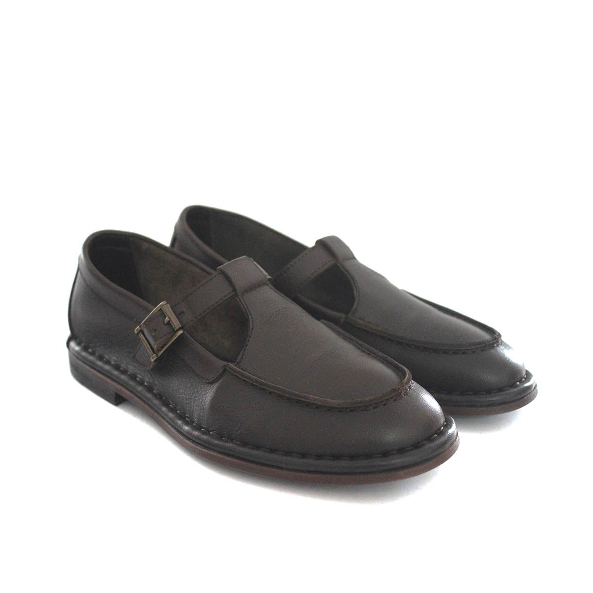 HAND 63 – Leather T-strap shoes